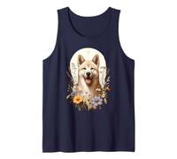 Coreano Jindo Dog Summer Wildflowers Obra de arte Camiseta sin Mangas