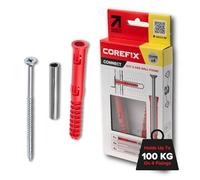COREFIX 4 x 120 mm Fijaciones de Pared puntuales y Resistentes para Placas de Yeso sobre mampostería Tacos y Tornillos para Soportes de Pared para TV Radiadores Estantes y más Capacidad para