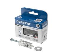 Corefix Spike - Kit de montaje para TV, 4 unidades, anclajes resistentes para pared de TV y soporte de pared. Fácil de instalar sin necesidad de taladro, adecuado para todo tipo de paneles de yeso