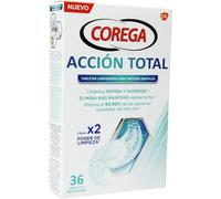 Corega Max Acción Total, Tabletas Limpiadoras Para Prótesis Dental, Cuidado e Higiene Oral Integral, Pastillas de Limpieza Diaria, Limpieza Profunda, 36 Tabletas
