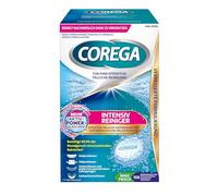 Corega Limpiador intensivo (pestañas) para dentaduras completas y parciales, retenedores y alineadores, guías de protección bucal y otros aparatos ortopédicos extraíbles, 1 x 108 unidades.