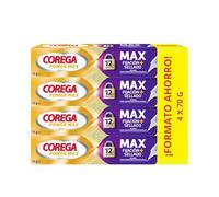Corega Max Fijación+ Sellado, Máximo Sellado, Crema Fijadora Para Prótesis Dentales, Hasta 12 Horas de Fijación, 4x70 g