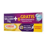 Corega Max fijación y sellado 70 g + Oxígeno bio-activo 30 tabs - pack adhesivo y limpieza prótesis