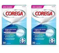 Corega Oxígeno Bio-Activo, Tabletas Limpiadoras Para Prótesis Dentales, Limpieza en Profundidad en 3 Minutos, 30 Tabletas (Paquete de 2)
