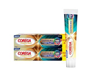 Corega Supreme Todo En 1, Crema Fijadora Prótesis Dentales, Sin Sabor, Pack 2 x 70 g