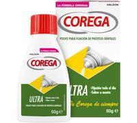 Corega Ultra, Polvo Para Fijación de Prótesis Dentales, Sabor Menta, Fijación Todo el Dia, 50 g