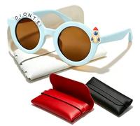 Coregiftr Polarized Kids Sunglasses for Girls Boys, Round Sun Glasses with Custom Name & Cute Icon for Beach Party Outdoor Activities