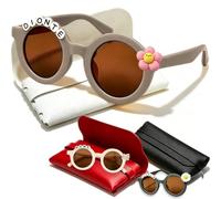 Coregiftr Polarized Kids Sunglasses for Girls Boys, Round Sun Glasses with Custom Name & Cute Icon for Beach Party Outdoor Activities