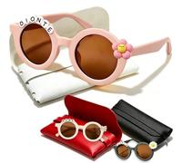 Coregiftr Polarized Kids Sunglasses for Girls Boys, Round Sun Glasses with Custom Name & Cute Icon for Beach Party Outdoor Activities