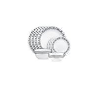 Corelle Cusco - Juego de vajilla de 16 piezas, servicio para 4, 8 platos, 8 cuencos, resistente a roturas y roturas, platos de cena y cuencos de cena, platos de Corelleware, color blanco