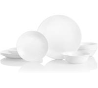 Corelle Juego de vajilla de 18 piezas, servicio blanco helada de invierno para 6, vajilla resistente a las astillas, incluye platos llanos de 26 cm, platos de ensalada de 17 cm y cuencos de sopa y