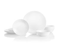 Corelle Juego de vajilla de 18 piezas, servicio blanco helada de invierno para 6, vajilla resistente a las astillas, incluye platos llanos de 26 cm, platos de ensalada de 17 cm y cuencos de sopa y