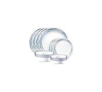 Corelle Ocean Blues - Juego de vajilla de 16 piezas, 8 platos, 8 cuencos, resistente a astillas y roturas, platos y cuencos, Corelleware, color blanco