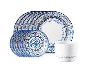 Corelle Portofino - Juego de vajilla de 6 piezas resistente a las astillas, de cristal