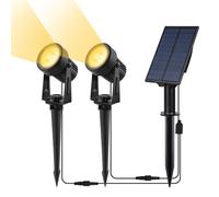 CORESLUX Foco Solar Exterior, Focos Solares Para Exteriores, Focos Solares para Jardín, IP65 Impermeables Lámpara Solar para Jardín, Patio, Césped, Camino (2 en 1, Blanco Cálido)