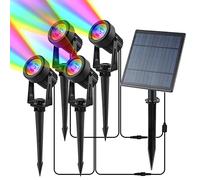 CORESLUX Focos Solares Para Exteriores, RGB Focos Solares de Color, Focos Solares para Jardín, IP65 Impermeables Lámpara Solar para Exteriores para Jardín, Patio, Césped, Camino 4 en 1