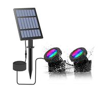 CORESLUX Iluminación solar para estanque, foco de inmersión exterior, ajustable, luces sumergibles RGB, cambio de color IP68, encendido y apagado automático, para jardín, iluminación exterior