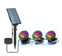 CORESLUX Iluminación solar para estanque, foco solar RGB, foco sumergible para exterior, luces sumergibles ajustables, cambio de color RGB, IP68, resistente al agua