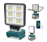 CORESLUX Lámpara con batería para Makita 18 V, 48 W, 5200 lm, lámpara de trabajo, foco portátil con 2 modos de brillo, foco LED con USB y tipo C, luces de inundación para reparación de coches