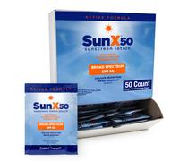 CoreTex Sun X 50 SPF Individual Sunscreen Packets Travel Size - Pack of 50 Paraben, Oxybenzone, & White Cast Free Broad Spectrum SPF Sunscreen Packets