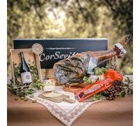 Corevilla - Lote de Navidad - Paleta de bellota ibérica 100% - Regalo - Gourmet - Cesta Navidad - Queso - Ibérico - Vino.