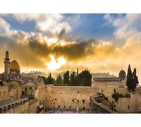 CORFOTO 1.5x1m Fondo de Paisaje Urbano de Jerusalén al Atardecer Fondo de fotografía de Belén Cúpula de la Roca Muro de Las Lamentaciones Fondo de Paisaje Urbano de Israel