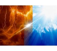 CORFOTO 1.8x1.2m Fondo de Cielo, Infierno, luz y Oscuridad, Fondo para fotografía, Fondo religioso, Bien y Mal, Evento de Iglesia, Decoraciones para Fiestas, Accesorios para Fotos