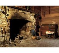 CORFOTO 1.8x1.2m Telón de Fondo de cabaña de montaña Retro, Chimenea de Cocina Antigua, Fondo de fotografía, Herramienta de Picnic, decoración de Fiesta de temática Medieval, Estudio fotográfico