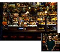 CORFOTO 10x8ft Tela Capital Irlandesa The Temple Bar Fondo Interior Barrio Cultural de Dublín Bar de Lujo Fotografía Fondo Cerveza Botellas de Alcohol Botellero Pub Telón de Fondo para Hombres Foto