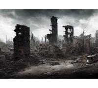 CORFOTO 2.1x1.5m Fondo de Desastre con Escena apocalíptica, telón de Fondo para fotografía, ruinas de Ciudad, decoración con Tema del día del Juicio Final para Halloween