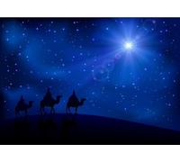 CORFOTO 2.1x1.5m Fondo de Escena de la Natividad, Estrella de Belén, Estrella Sagrada, Fondo para fotografía Nocturna, Fondo con Paisaje del Desierto de los Tres Reyes Magos, fotomatón