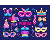 CORFOTO 3.5x3m Máscara de Carnaval Purim Fondo Feliz Purim Fiesta Decoración Fotografía Fondo Máscara Fiesta Celebración Fondos Banner Vacaciones Retrato Fotomatón Suministros