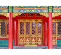 CORFOTO 3x2.5m Fondo de Palacio Chino, Puerta histórica de Palacio con Puertas Rojas Chinas, decoración para Fiesta temática China, Boda, Fiesta de Año Nuevo, Retrato, Accesorios para fotomatón