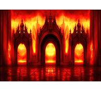 CORFOTO 3x2m Fondo de Puerta al Infierno Fondo de Fuego del Infierno Fondo de fotografía de Escena del Infierno de Llamas Fondo de decoración de cumpleaños de Fiesta de Halloween
