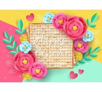 CORFOTO 5.2x3m Fondo de Pascua, Alegre Fondo fotográfico de Pascua, Pan sin levadura, Flores Rosas, oraciones cristianas, decoración de Interiores, Pancarta para fotomatón