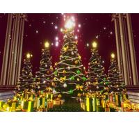 CORFOTO 5.2x3m Tela salón columnas Doradas árboles Navidad Decorados guirnaldas Perlas Cajas Regalo Fondo Escenario Navidad Lujoso Fondo fotográfico Retrato
