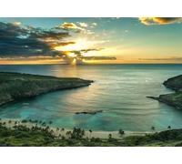 CORFOTO 6x3m Hawái, bahía de Hanauma en Oahu, Amanecer, Paisaje, Fondo para fotografía de Paisaje costero, Costa, Viajes, Retrato, Accesorios para Estudio fotográfico