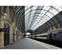 CORFOTO 7x5ft Tela King Cross Estación de Ferrocarril Fotografía Telón de Fondo Plataforma Ferroviaria Fondo Tren Temático Fiesta de Cumpleaños Decoraciones Baby Shower Photo Booth