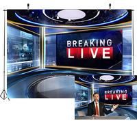 CORFOTO 7x5ft Tela Noticias Telón de Fondo Fotografía Programa de televisión Noticias de última Hora Monitor Equipo Micrófono Reportero Entrevista Escenario Centro Cámara Medios Video Fondo