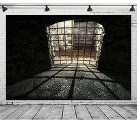 CORFOTO 7x5ft Telón de Fondo de Tela de celda de cárcel Medieval para fotografía, Ventana de prisión, Fondo Claro, decoración de Fiesta de celda de mazmorra Antigua, Fiesta de Misterio y Asesinato
