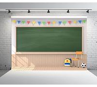 CORFOTO 8x6ft Tela Escuela Telón De Fondo Fotografía Aula Interior Pizarra Pared De Madera Jardín De Infancia Estudiantes De Secundaria Aprendizaje En Línea Escena Virtual Foto Video Fondo