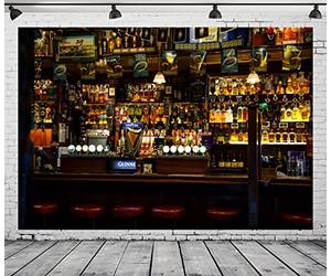 CORFOTO 9x6ft Tela Capital Irlandesa The Temple Bar Fondo Interior Barrio Cultural de Dublín Bar de Lujo Fotografía Fondo Cerveza Botellas de Alcohol Botellero Pub Telón de Fondo para Hombres Foto