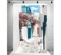 CORFOTO Fondo de la Calle de Grecia Fondo de la Calle Estrecha Decoraciones de Fiesta de cumpleaños de MIA Telón de Fondo temático de MIA Decoraciones de Fiesta temáticas de Grecia