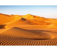 CORFOTO Fondo de Tela 2.1x1.5m Dunas de Arena Dorada del Desierto al Amanecer con Texturas Onduladas, Cielo Azul Claro y Paisaje Árido Extendido para Fotografía de Naturaleza y Aventura