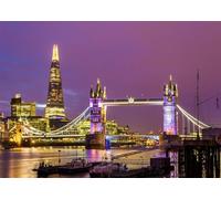 CORFOTO Tela 3x2m Fondo Tower Bridge Londres Río Támesis Vista Nocturna The Shard Skyline Fondo Fotográfico para Fiesta Viaje Urbano Accesorios de Foto