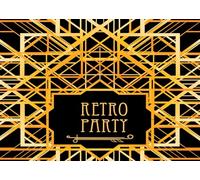 CORFOTO Tela 5.2x3m Fondo Fiesta Retro Art Deco Líneas Geométricas Doradas Fondo Negro Fondo Fotográfico para Fiesta Tema Gatsby Años 20 Cumpleaños Años 20 Locos Accesorios de Foto