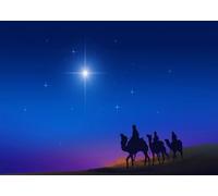 CORFOTO Tela 5.2x3m Silueta Tres Reyes Magos Fondo Tres Reyes en Camellos Siguiendo Estrella de Belén Cielo Nocturno Desértico Fondo Fotográfico para Belén Navidad Fiesta Accesorios de Foto