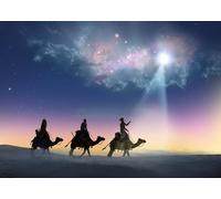 CORFOTO Tela 5.2x3m Tres Reyes Magos Fondo Tres Reyes en Camellos Siguiendo Estrella de Belén Paisaje Desértico Fondo Fotográfico para Fiesta de Belén Navidad Accesorios de Foto