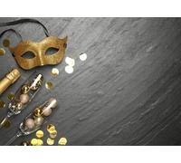 CORFOTO Tela 6x3m Fondo Máscara con Purpurina de Oro Champán Confeti Fondo Fotográfico para Decoraciones de Fiesta de Tema Celebración Utilería de Sesiones de Foto de Año Nuevo