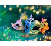 CORFOTO Tela 6x3m Fondo Máscara de Carnaval Decorada con Mariposas Bokeh Confeti Fondo Fotográfico para Decoraciones de Fiesta de Tema Carnaval de Máscaras Utilería de Sesiones de Foto Festivas